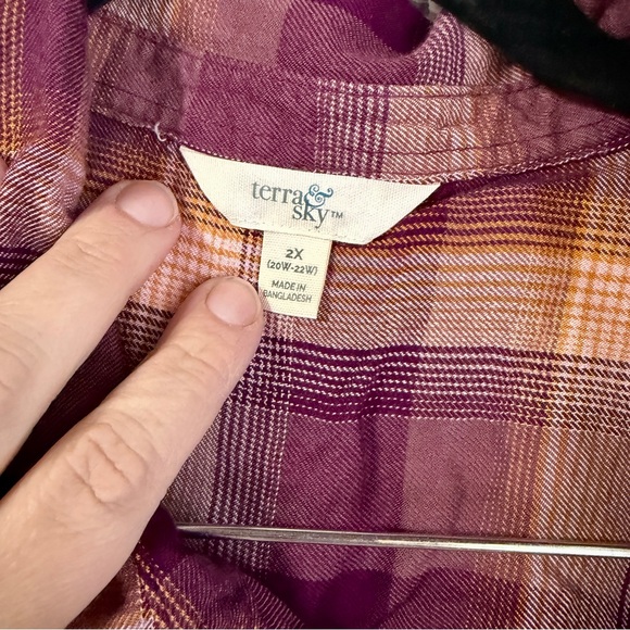 Terra & Sky Purple and Orange Plaid Shirt - Picture 4 of 9